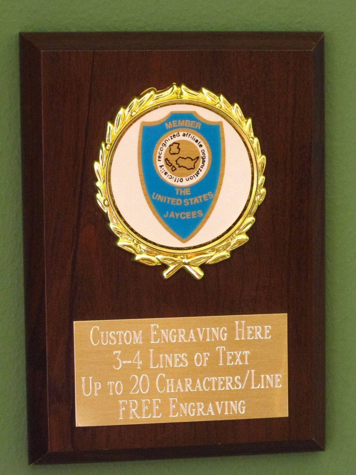 United States Jaycees Award Plaque 4×6 Trophy FREE engraving