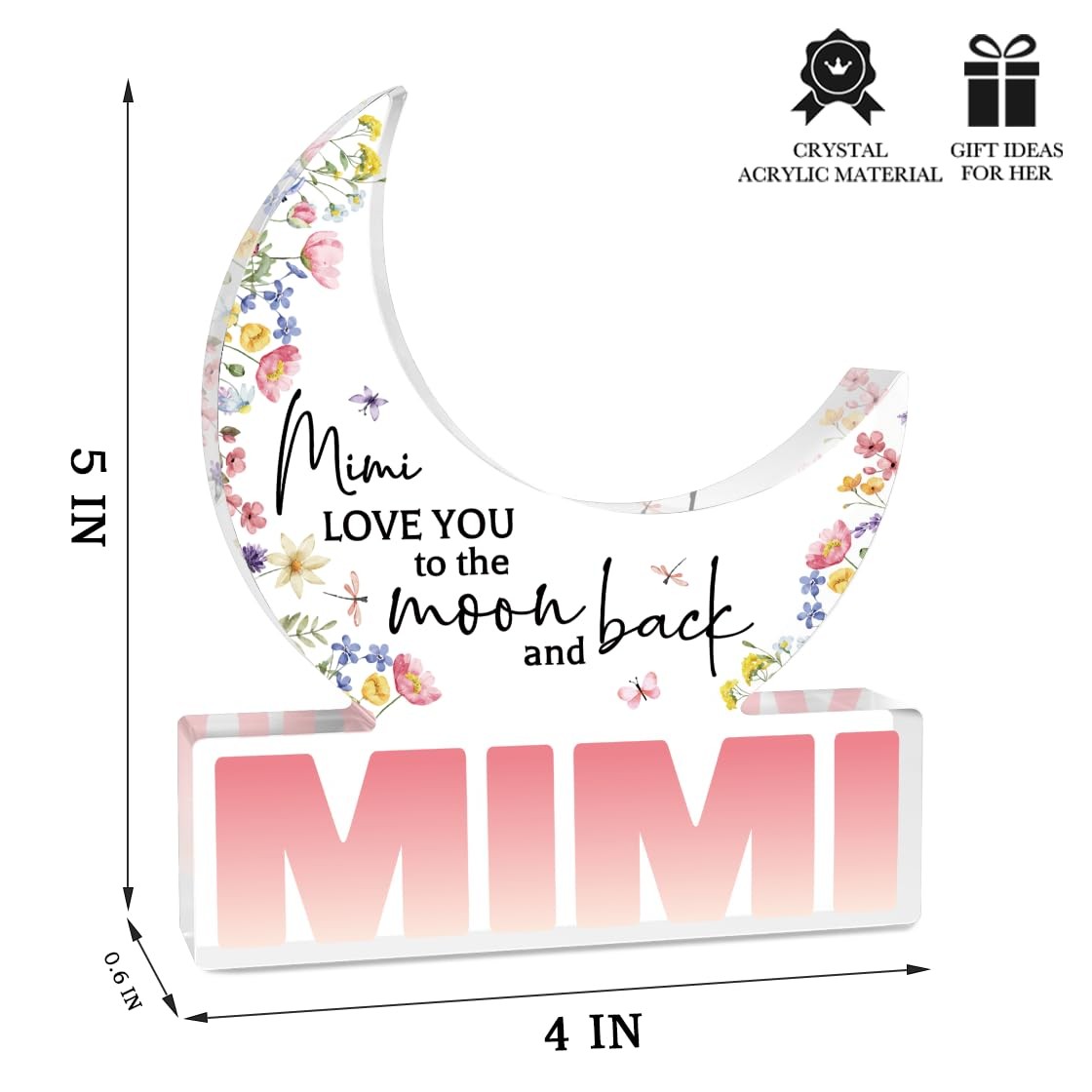 Mimi Gifts Gifts for Mimi From Grandkids Acrylic Moon Decorations 5.0 x 4.0 i…