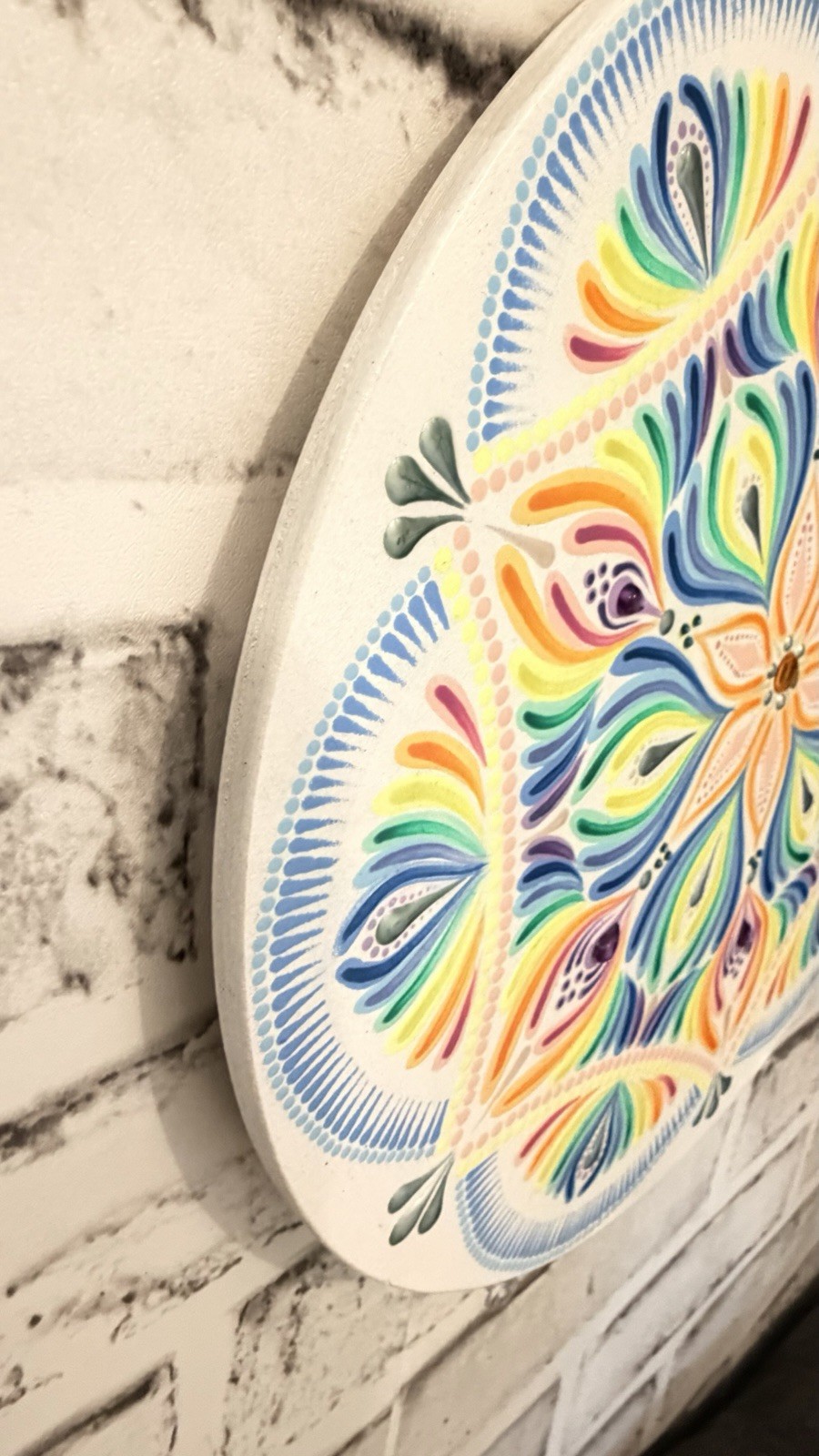 Hand-Painted Mandala on Birch Wood (25 cm) | Boho Decorative Art | Wall Decor