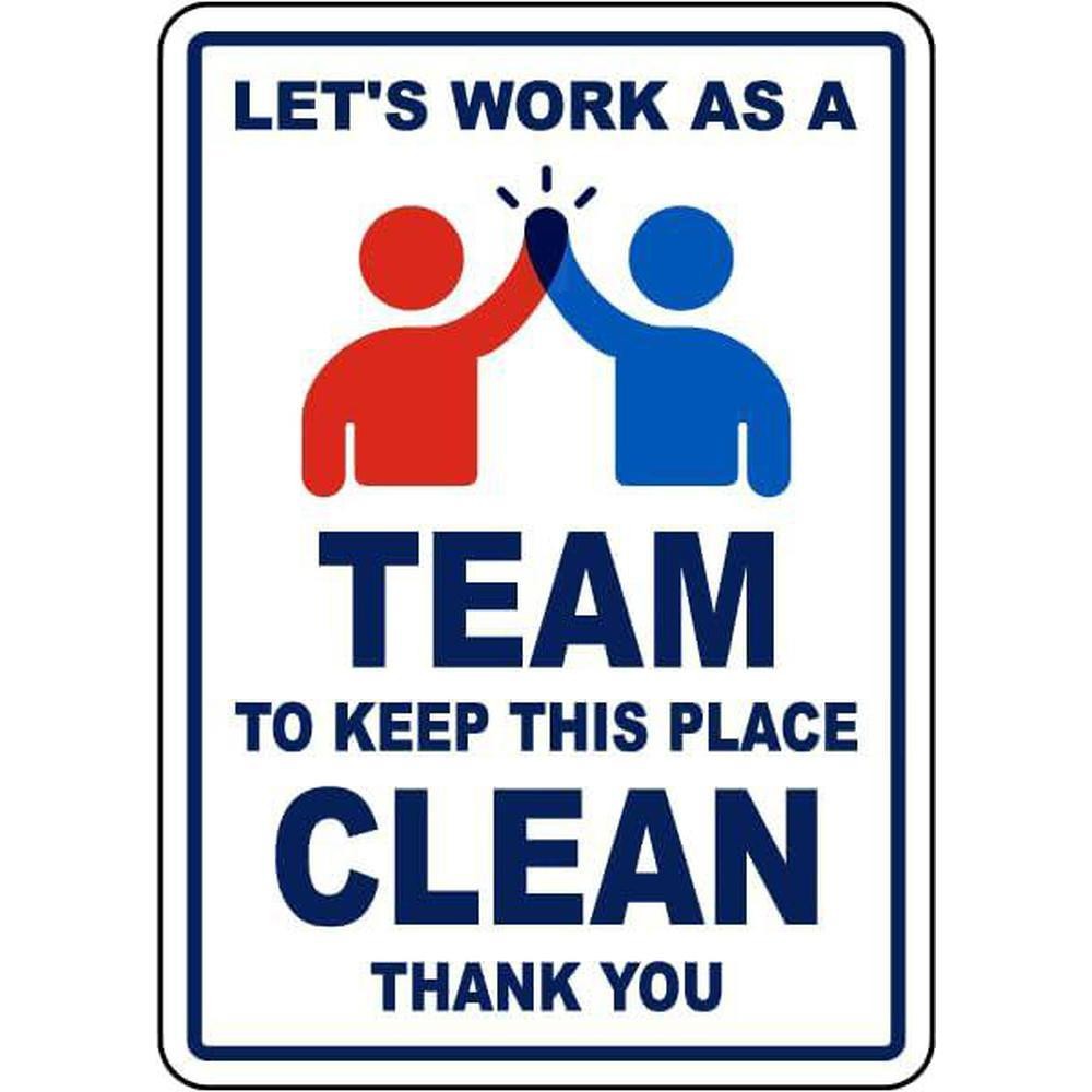 Metal Teamwork Sign 20x30cm Handshake Keep Clean