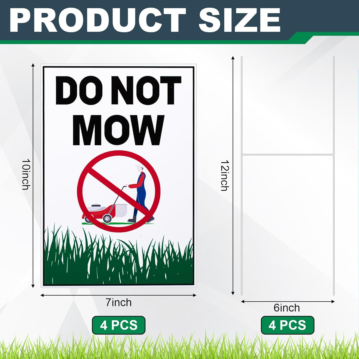4 Pcs Do Not Mow Sign with Metal H Stake 10 X 7 Inches No Mow May Yard Sign Doub