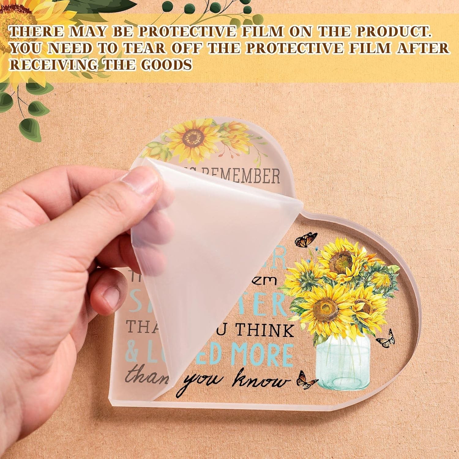 5.9-Inch Sunflower Heart Decorative Sign – Uplifting Gift for Women & Friends