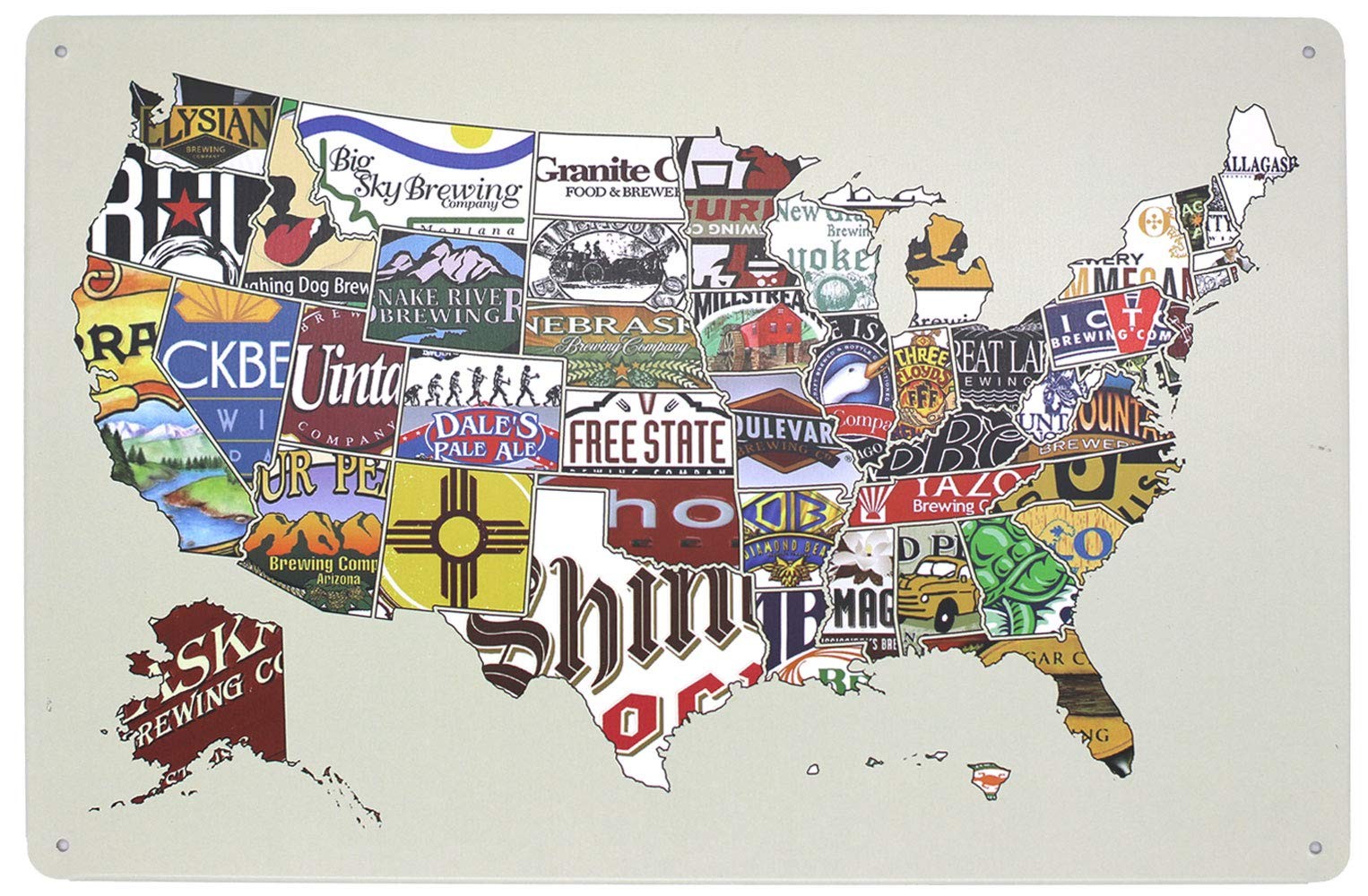 ARTCLUB American Craft Beer Week States Map Plaque 11.8″L x 7.8″W, White