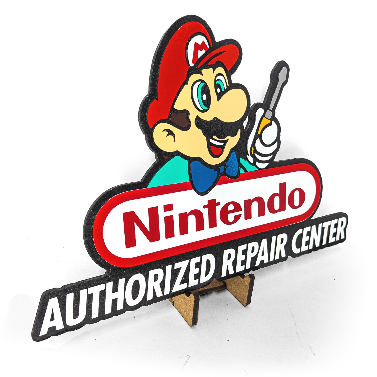 Large Engraved Nintendo “Authorized Repair Center” Sign Wall Art Video Game Deco