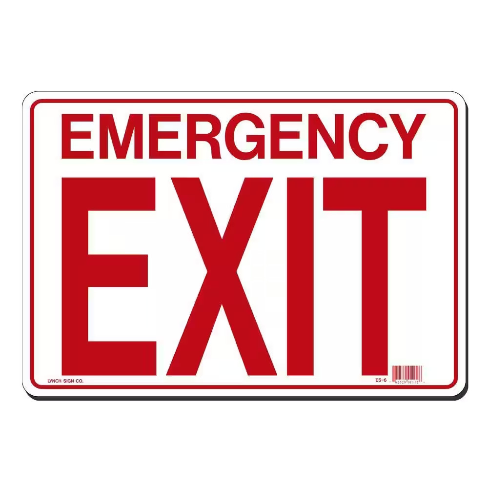 14 In. X 10 In. Emergency Exit Sign Printed on More Durable, Thicker, Longer Las