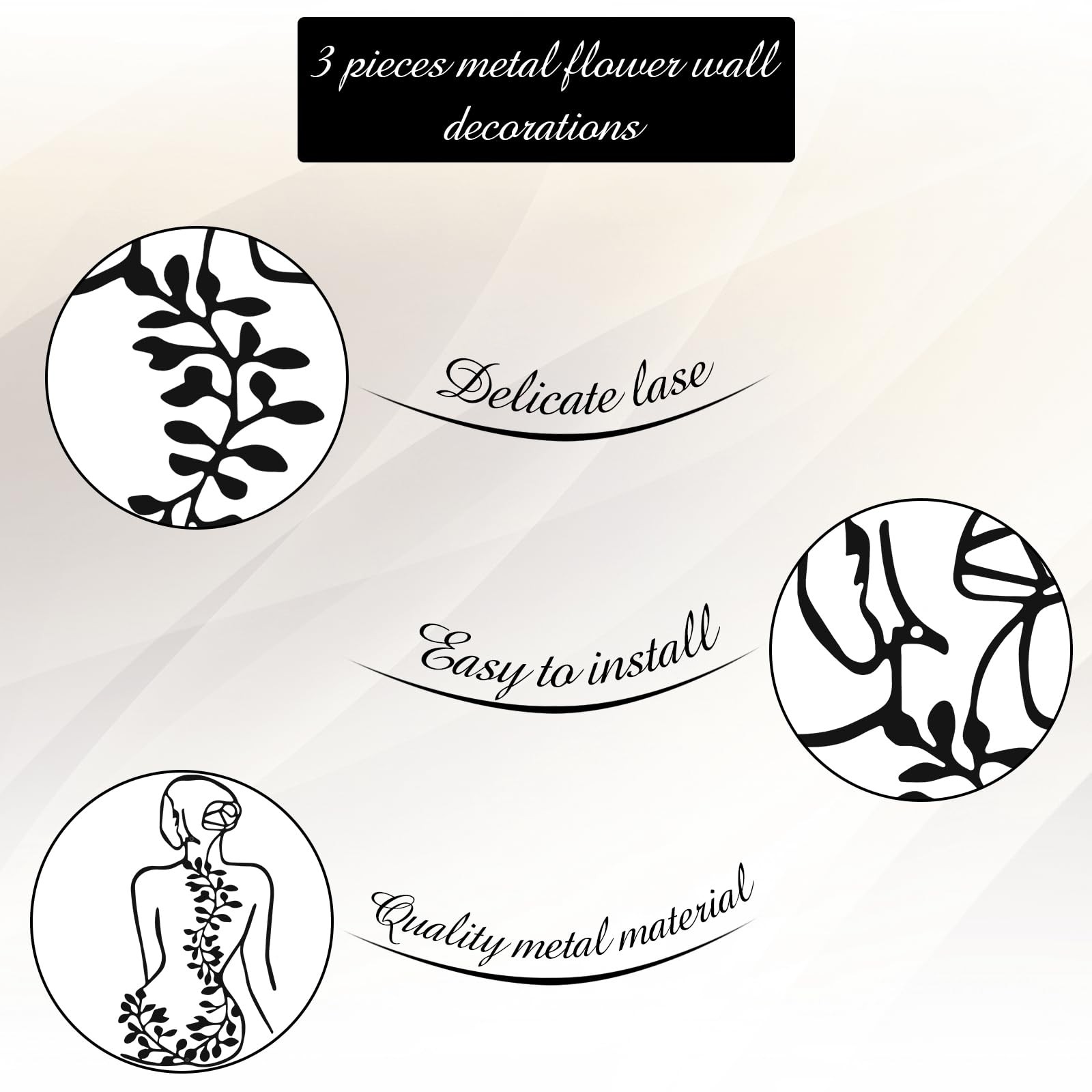 3 Pcs Metal Wall Art Decor Minimalist Abstract Woman Wall Art Metal Modern Li…