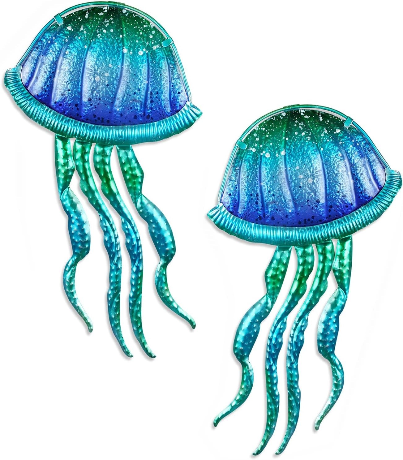 Ocean-Themed Glass and Metal Jellyfish Decor – Perfect for Living Room and Pool