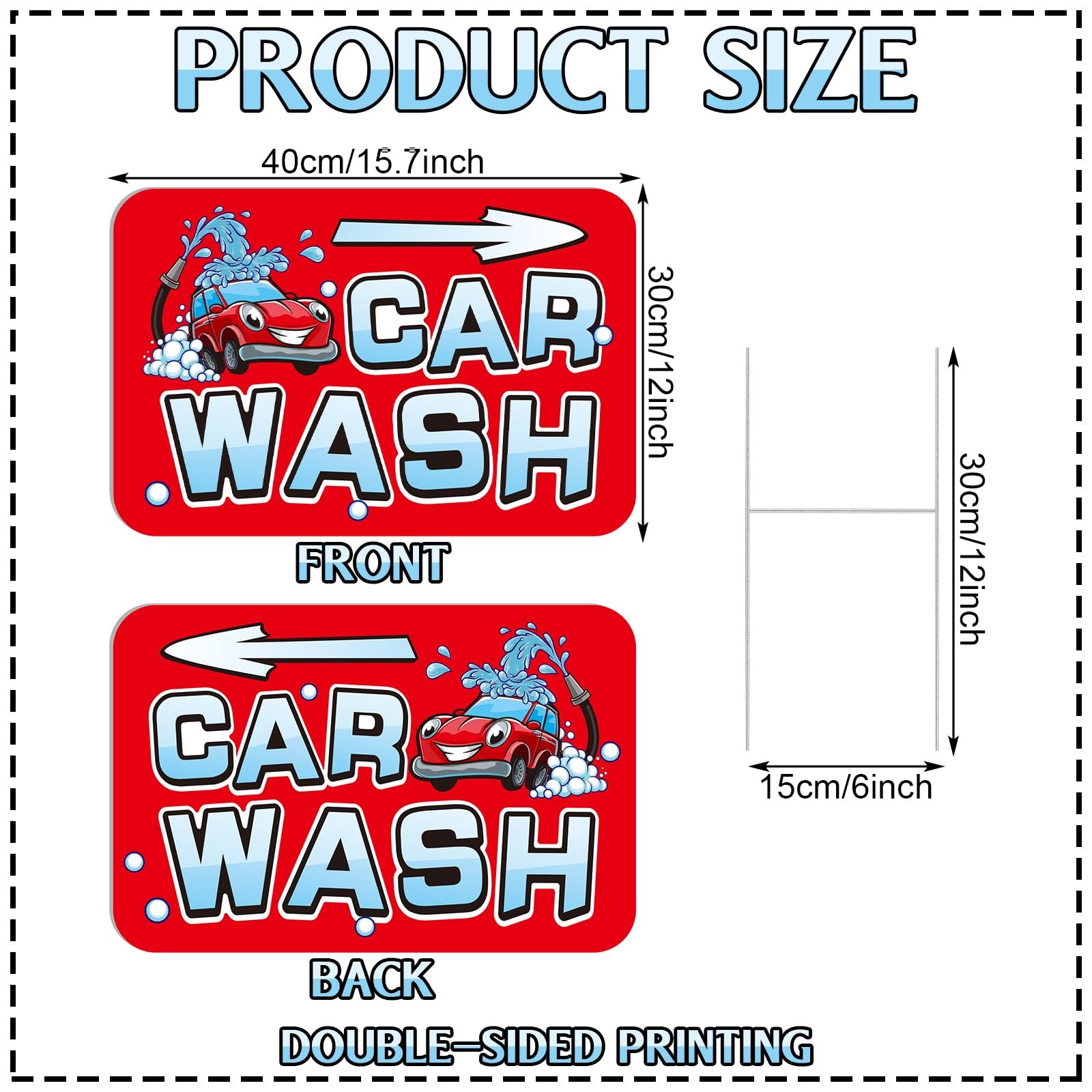 3 Pcs Car Wash Arrow Yard Signs 15.7 x 12 Inches Car Wash Sign Double Sided Y…