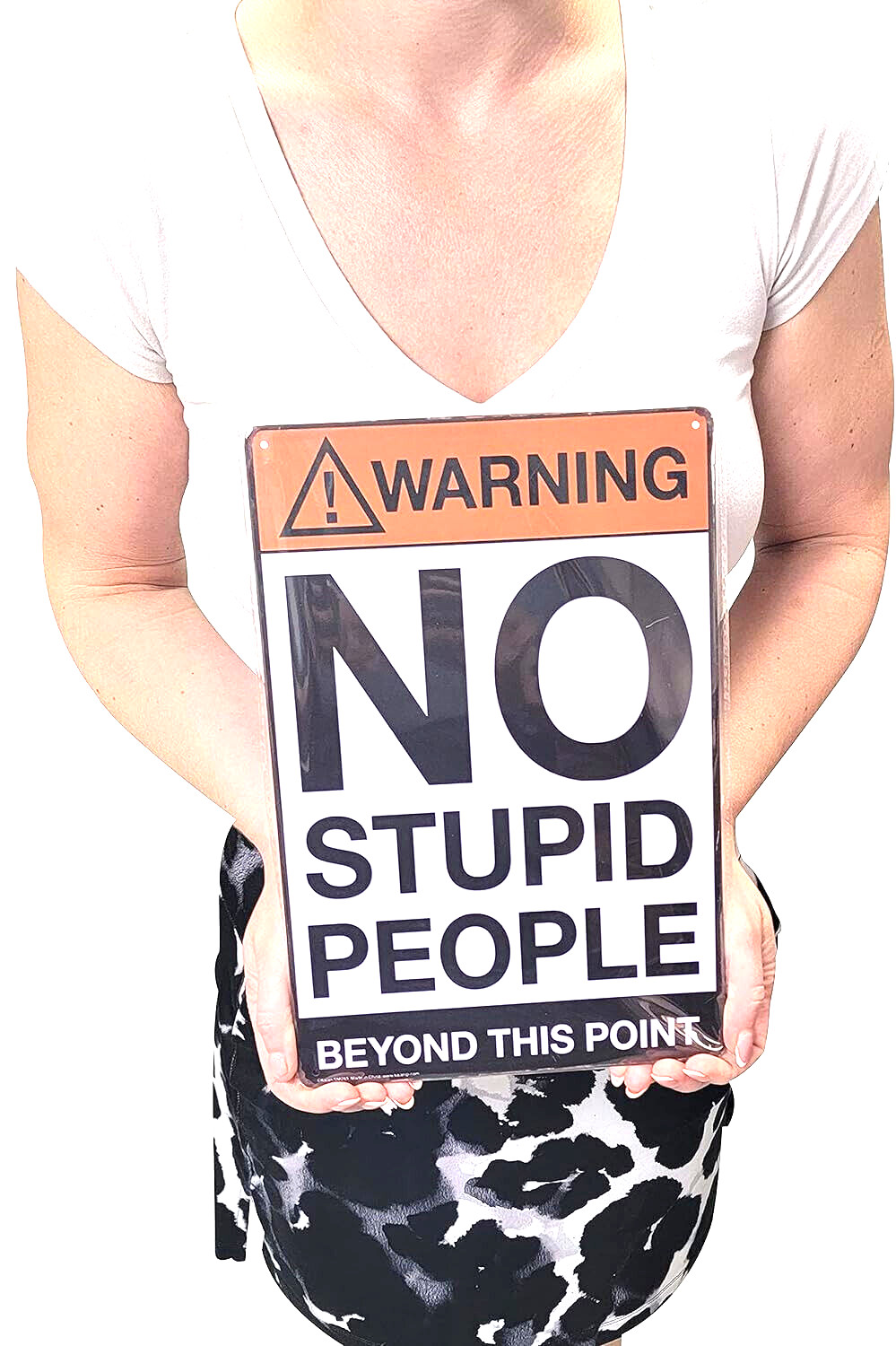 AMERICAN WIT 8″ x 12″ Metal Sign (Warning – NO Stupid People Beyond This Point)