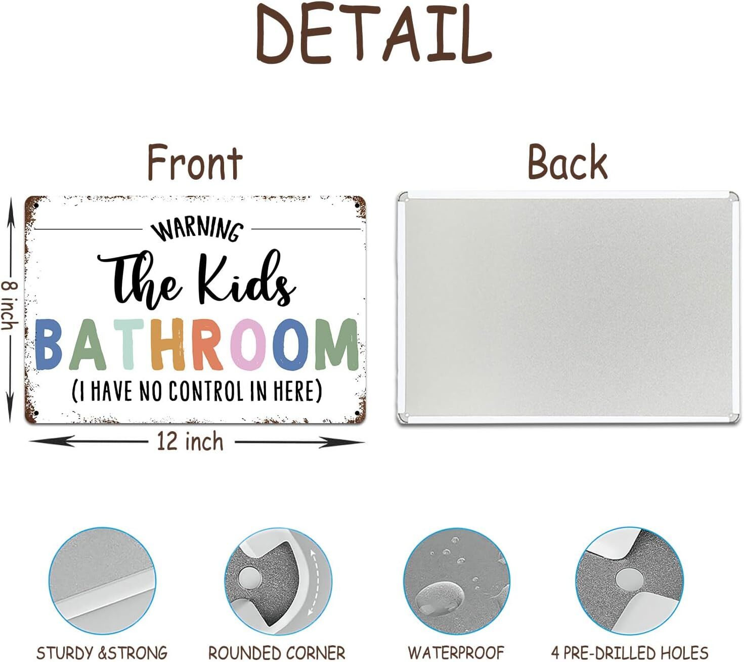 Kids Bathroom Metal Signs,Funny Bathroom Tin Sign,Kids Bathroom Decoration, Kids