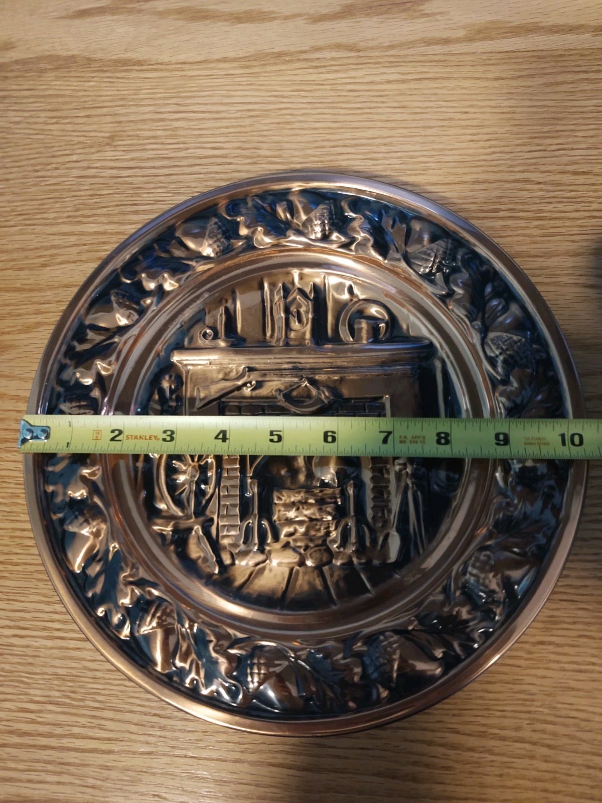 Vintage Coppercraft Guild Copper Wall Plate Colonial Fireplace Hearth 11” USA