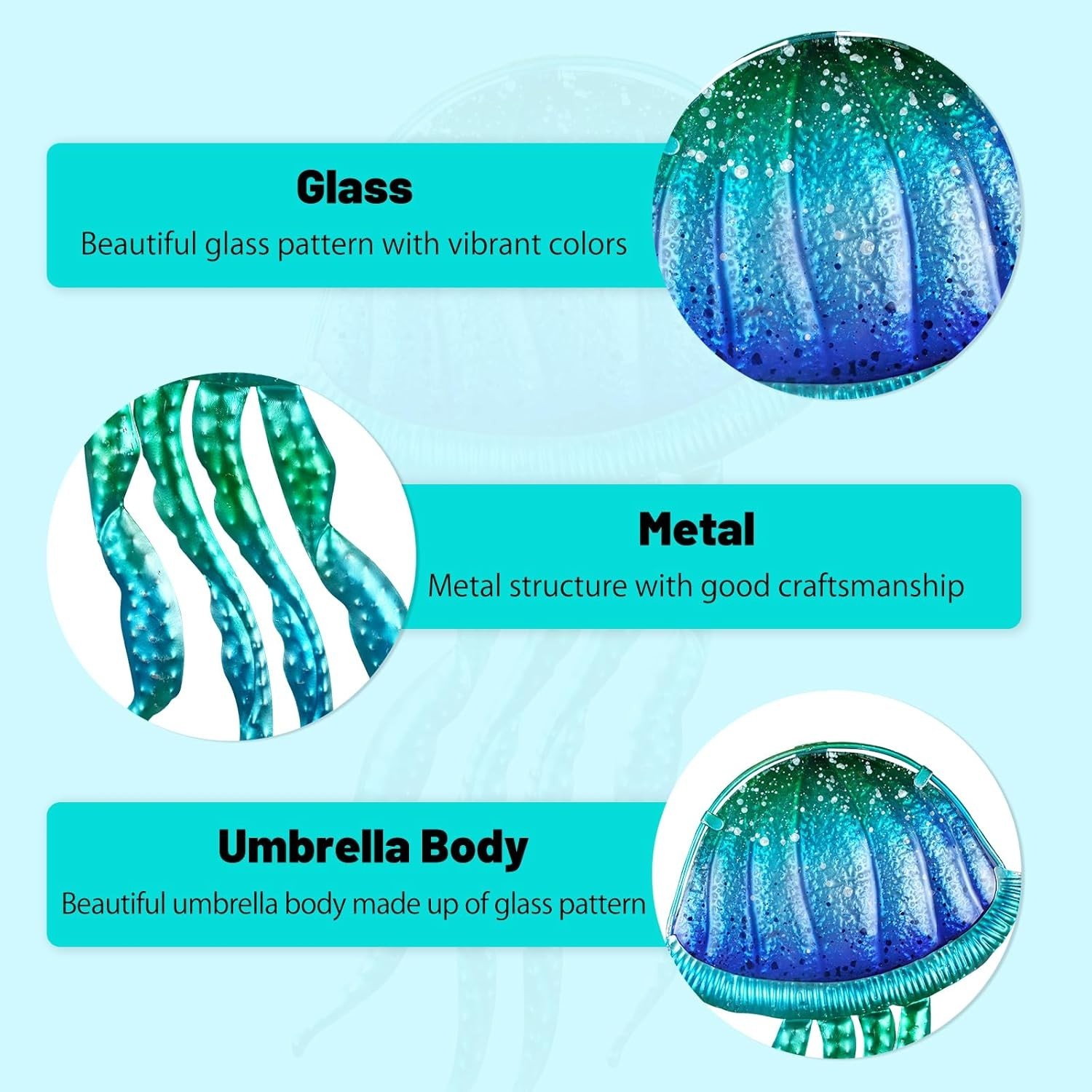 Ocean-Themed Glass and Metal Jellyfish Decor – Perfect for Living Room and Pool