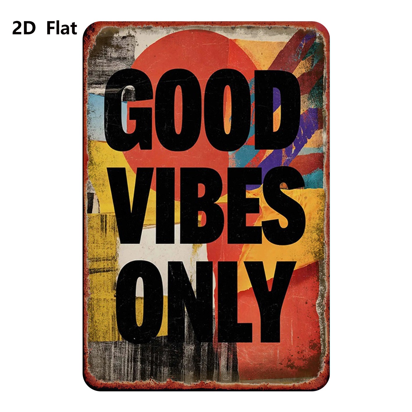 20.32×30.48 cm Metal Sign “Vintage Color ‘Good Vibes Only’ Art”