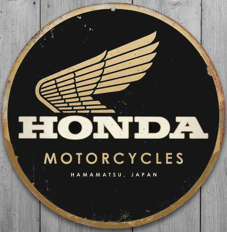 Honda Motorcycles 8″ Diameter Vintage Novelty Metal Sign Made In USA