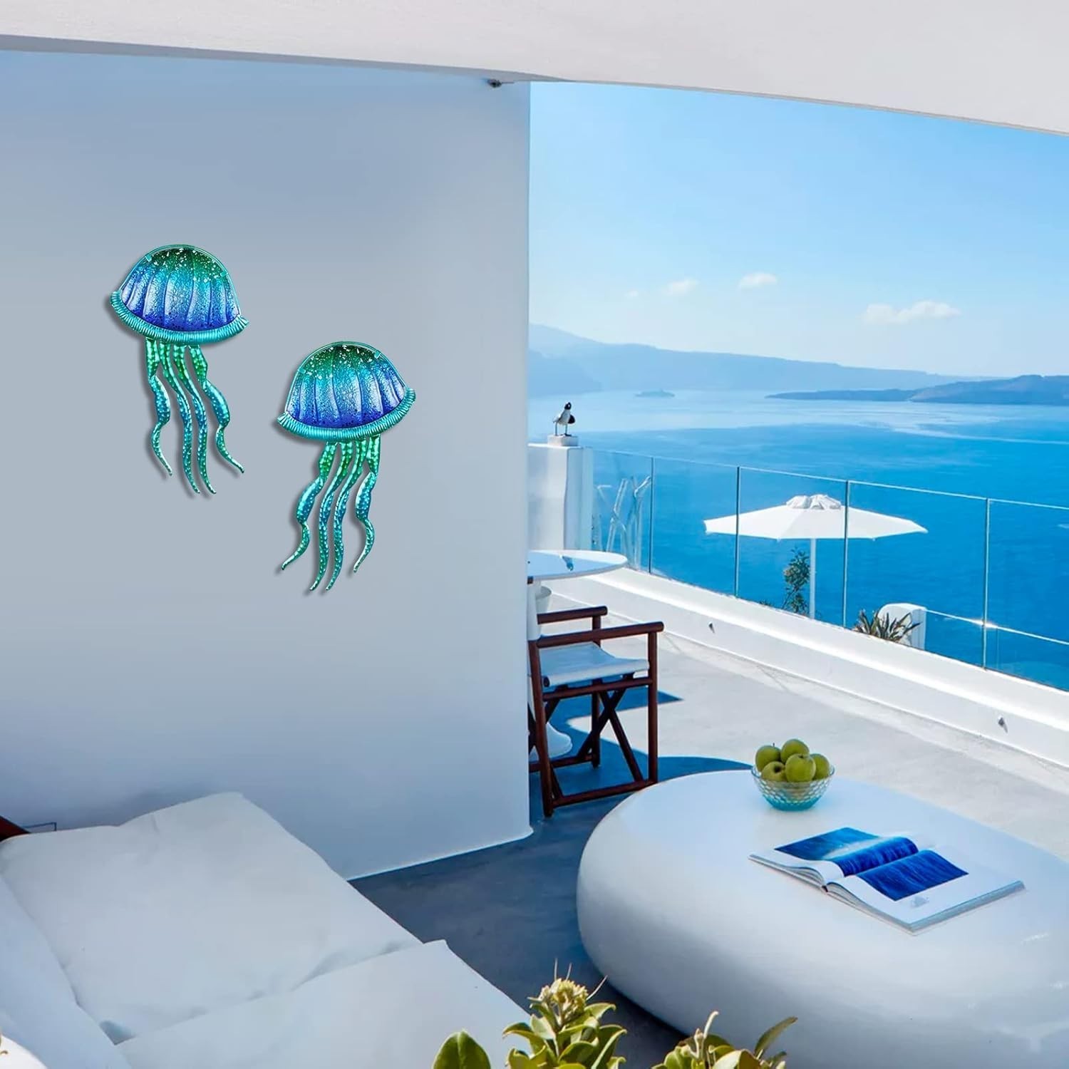 Ocean-Themed Glass and Metal Jellyfish Decor – Perfect for Living Room and Pool