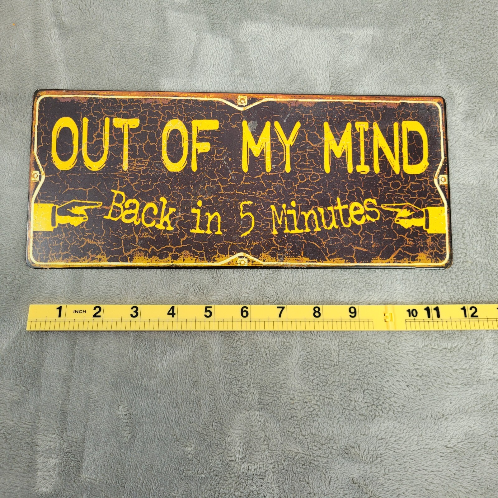 Out of My Mind Back in 5 Minutes Sign Metal Hanging Wall Decor Office Home