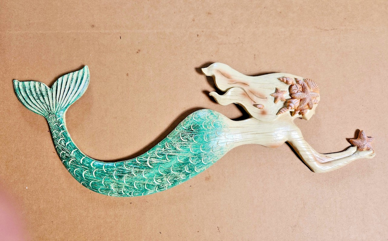 Swimming Mermaid with Shells Wall Hanging | 21×8″| Ready-to-Hang