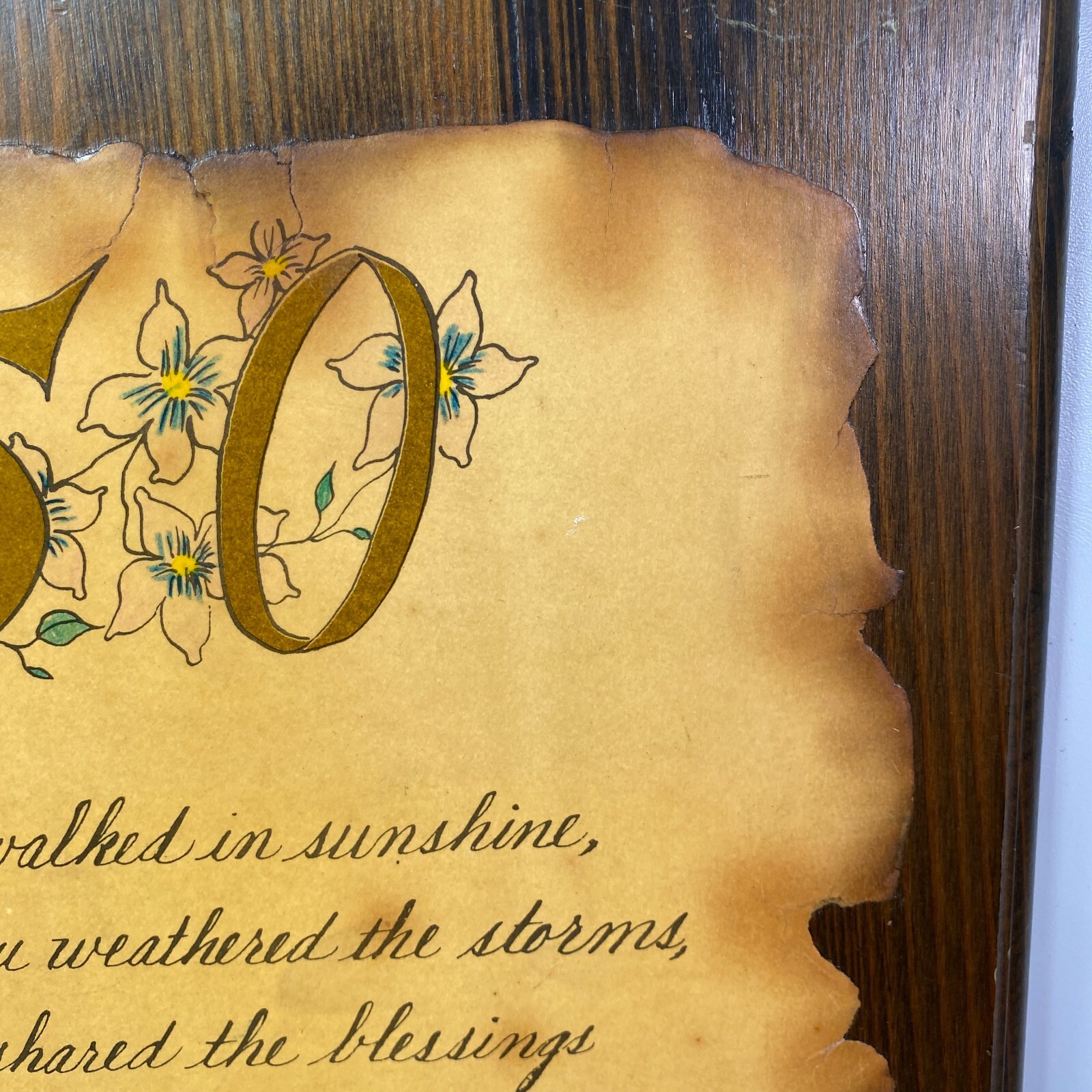 50th Anniversary Poem Beverly De Block Print Wood Plaque Anniversary Gift VTG