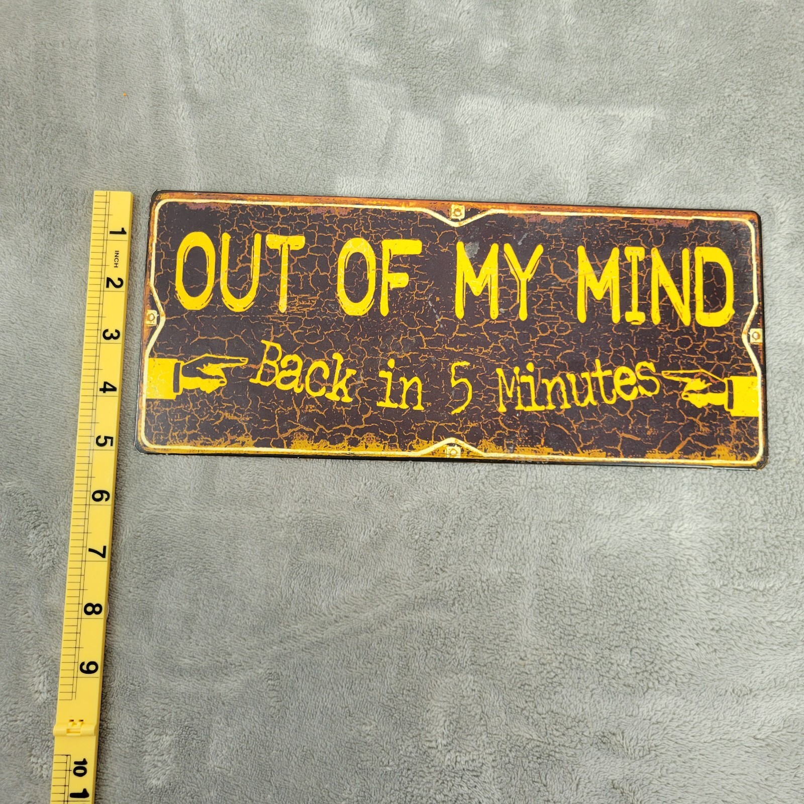 Out of My Mind Back in 5 Minutes Sign Metal Hanging Wall Decor Office Home
