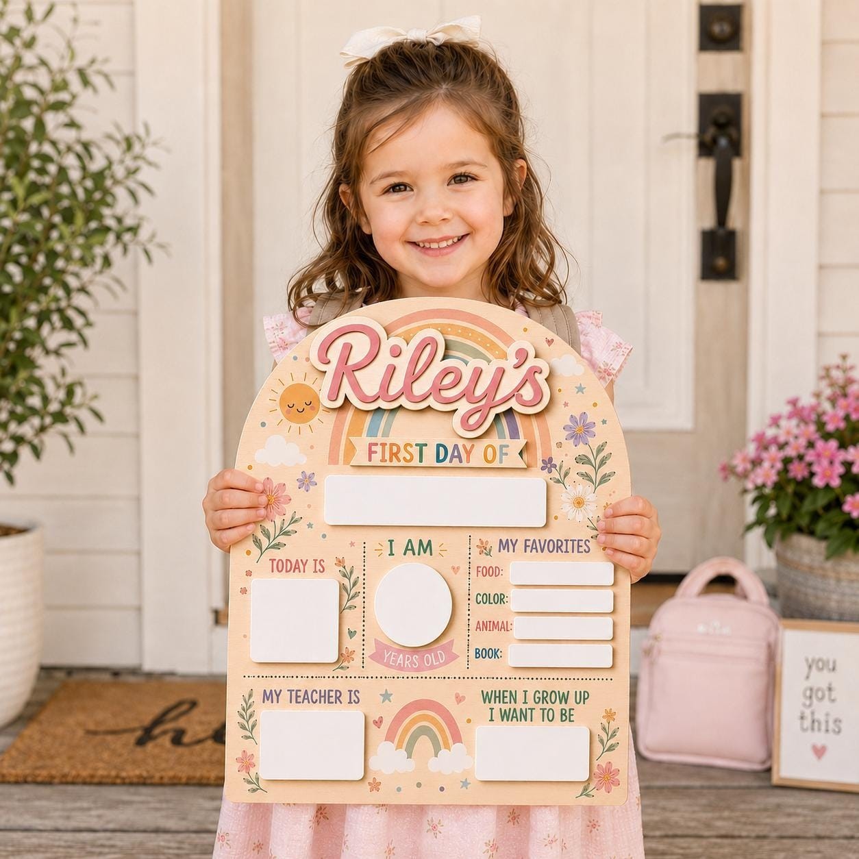 Personalized First & Last Day of School Sign, Kids Back to School Board